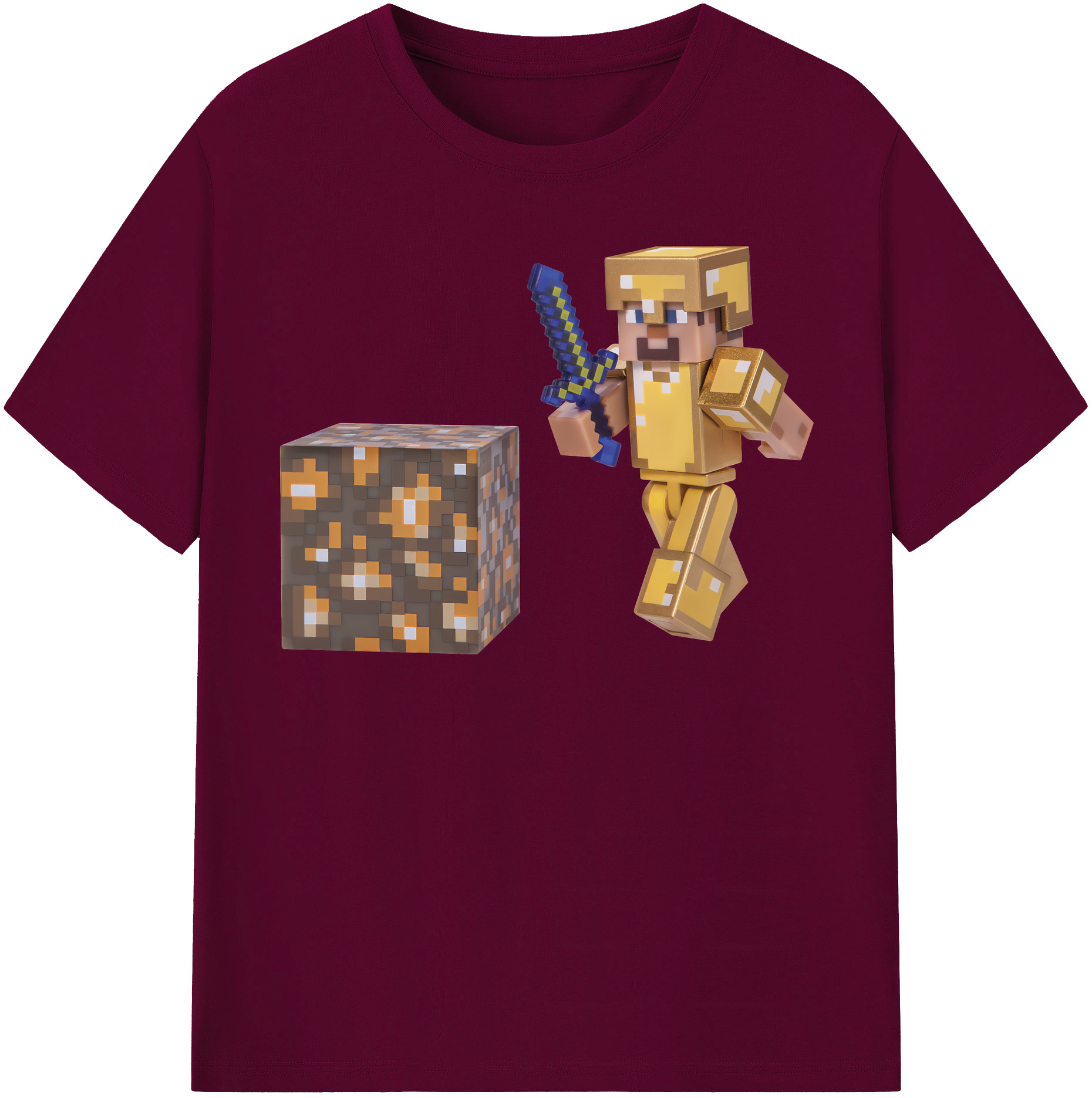 （画像用） マインクラフト ブロックの世界 Minecraft MC Block world レディースカジュアルプリントTシャツ（綿100％）